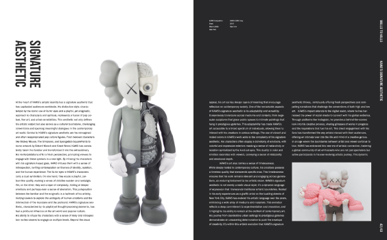 text and image spread, one black, one white