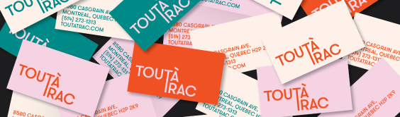 business card design for theatre company tout a trac