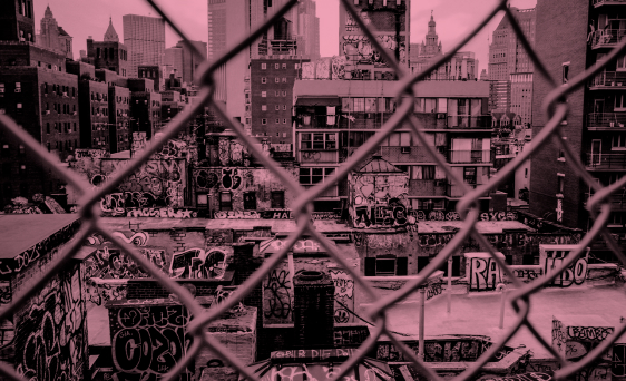 city picture with graffitis